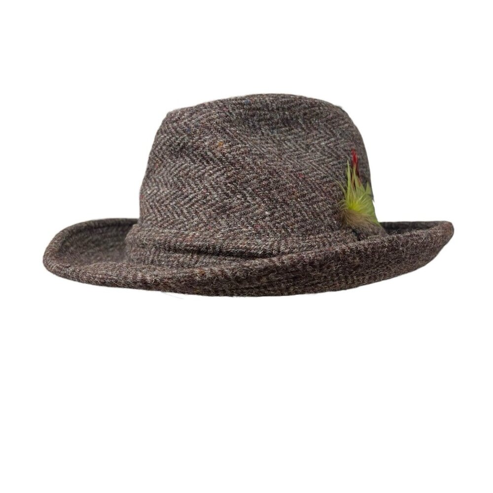 Stetson Harris Tweed 100% Scottish Wool Fedora Hat Cap Vintage 7 1/8 Hand Woven